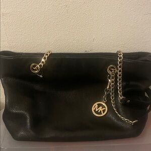 Michael Kors Black Shoulder Bag with Gold Chain